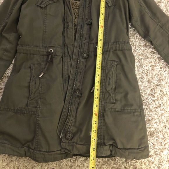 Abercrombie & Fitch Faux Fur Lined Olive Green Utility Parka Coat Jacket Size XS - Picture 8 of 8